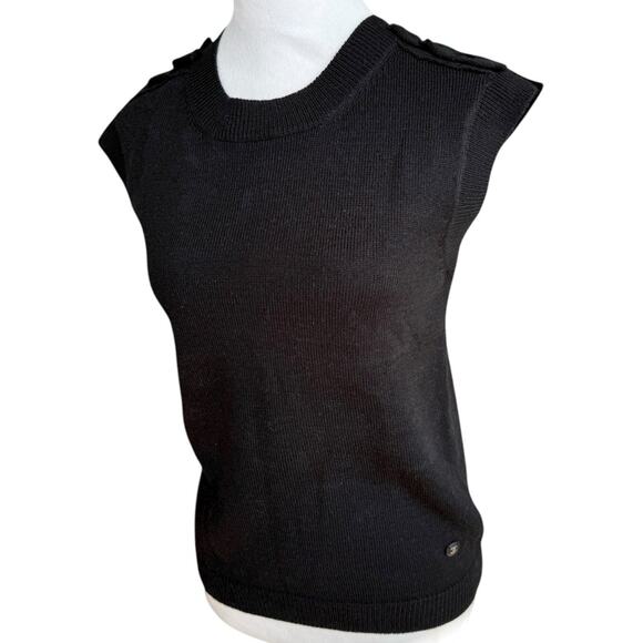 Chanel Black Wool Silk Cashmere Sweater Vest Logo Sz 36 S - Picture 1 of 13